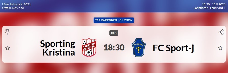 Read more about the article T12: Sporting Kristina-FC Sport-j, Lapväärtti 15.9.2021, klo. 18.30