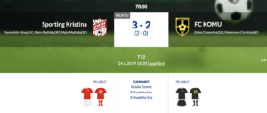 Read more about the article T12 Sporting Kristina – FC KOMU 3-2 (2-0)