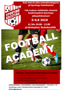 Läs mer om artikeln Football Academy 5-6.8.2019